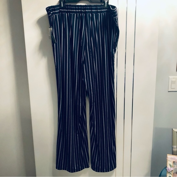Robert Louis 3X High Rise Navy/White Stripe Wide Leg Palazzo Pant NWT - Picture 4 of 12